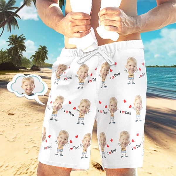 Badehose Mit Individuellem Gesicht, Personalisierte Strandshorts, Lässige Herren-shorts, Love Dad - GesichtSocken