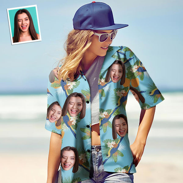 Benutzerdefiniertes Gesicht Hawaiihemd Für Frauen Das Foto-Hawaii-Shirt Der Personalisierten Frauen Geschenk Für Sie – Tukan Party