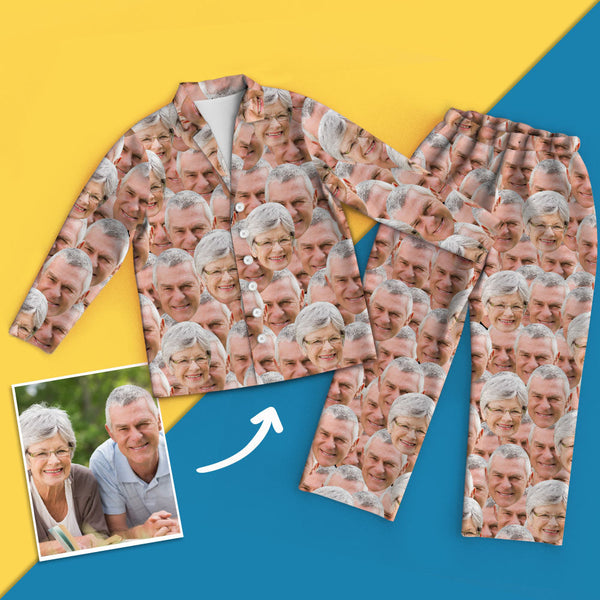 Geschenke Für Opa Custom Face Mash Langarm Pyjama Freizeitkleidung - GesichtSocken