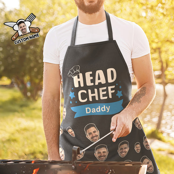Kundenspezifisches Gesicht Küchenschürze Geschenke für Papa - HEAD CHEF