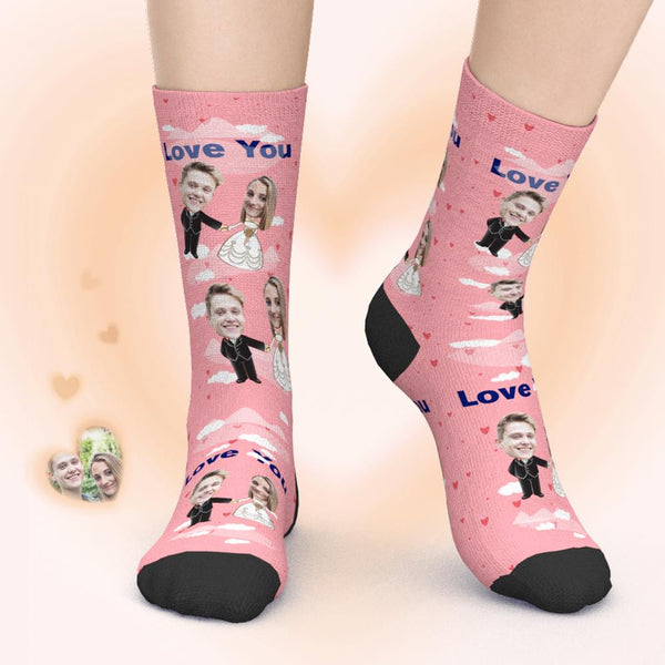 Custom Valentine's Day Face Socks Add Pictures - Couple